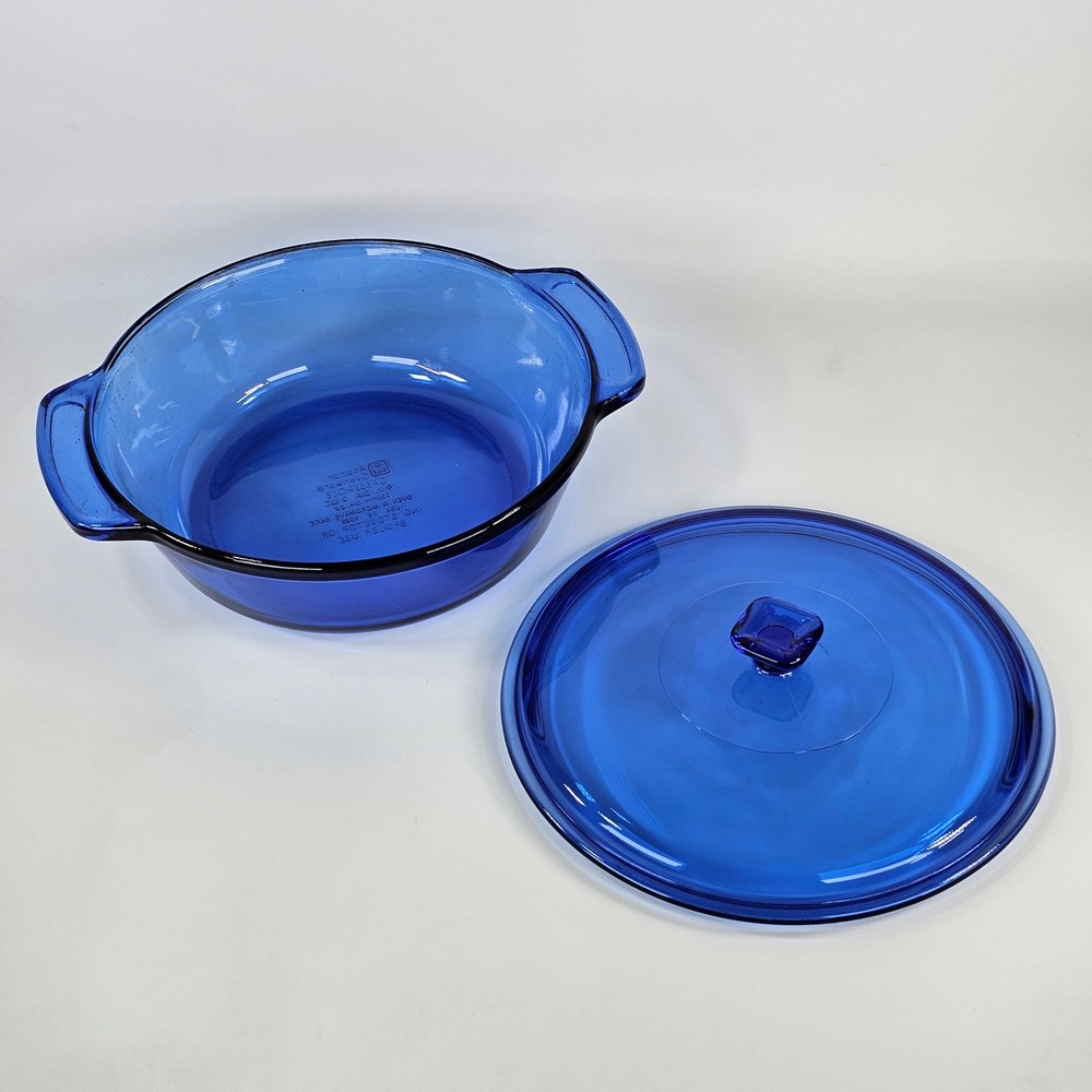 Anchor Hocking Cobalt Blue Glass Casserole Dish with Lid 2 Quart 9 Inch 1038 USA